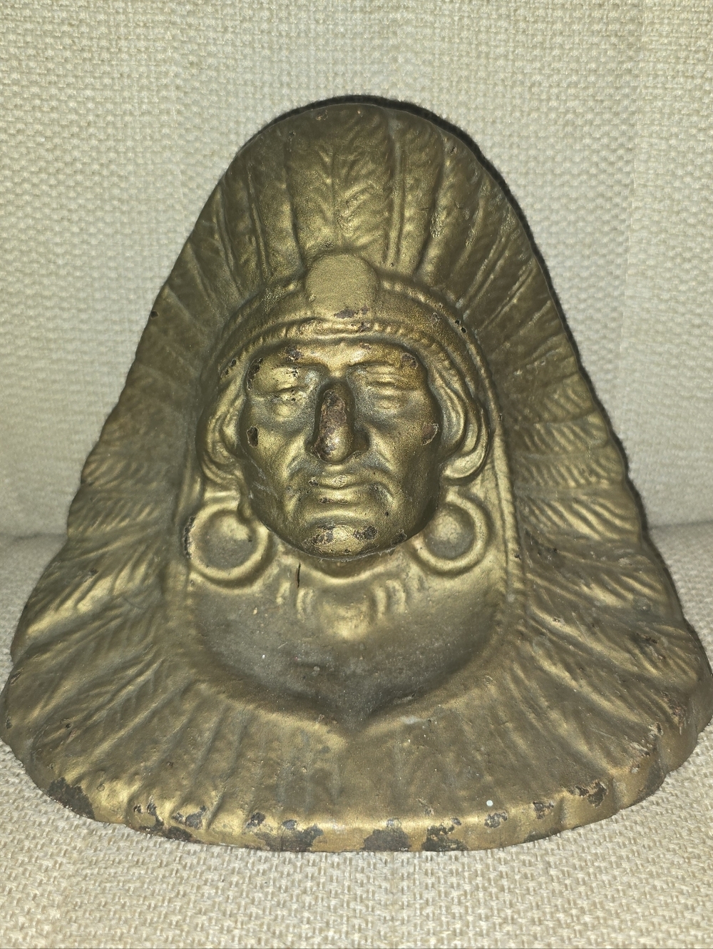 Vintage Cast Bronze Indian Chief Bookend